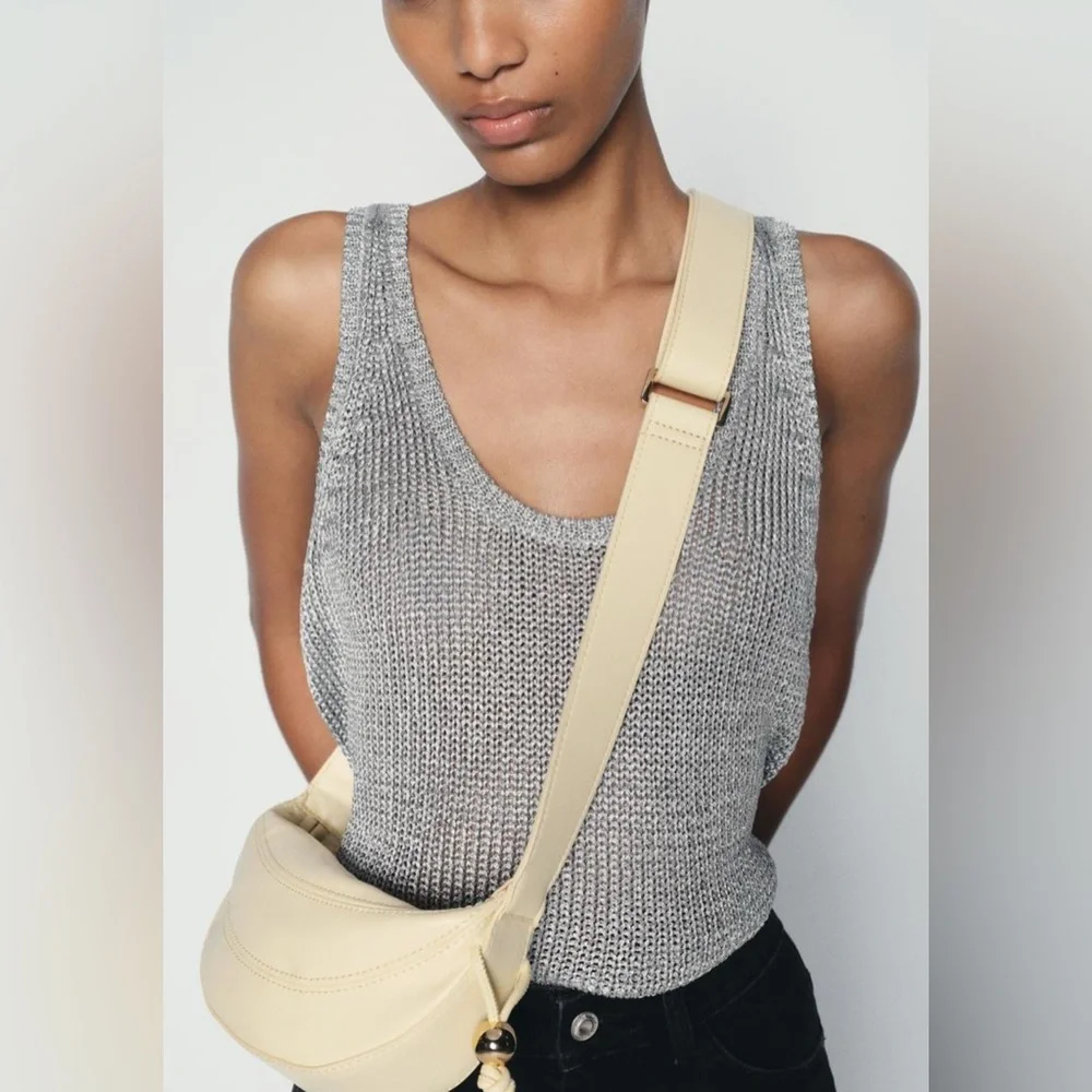Zara‎ Cream Crossbody Purse Bag Gold Bohemian